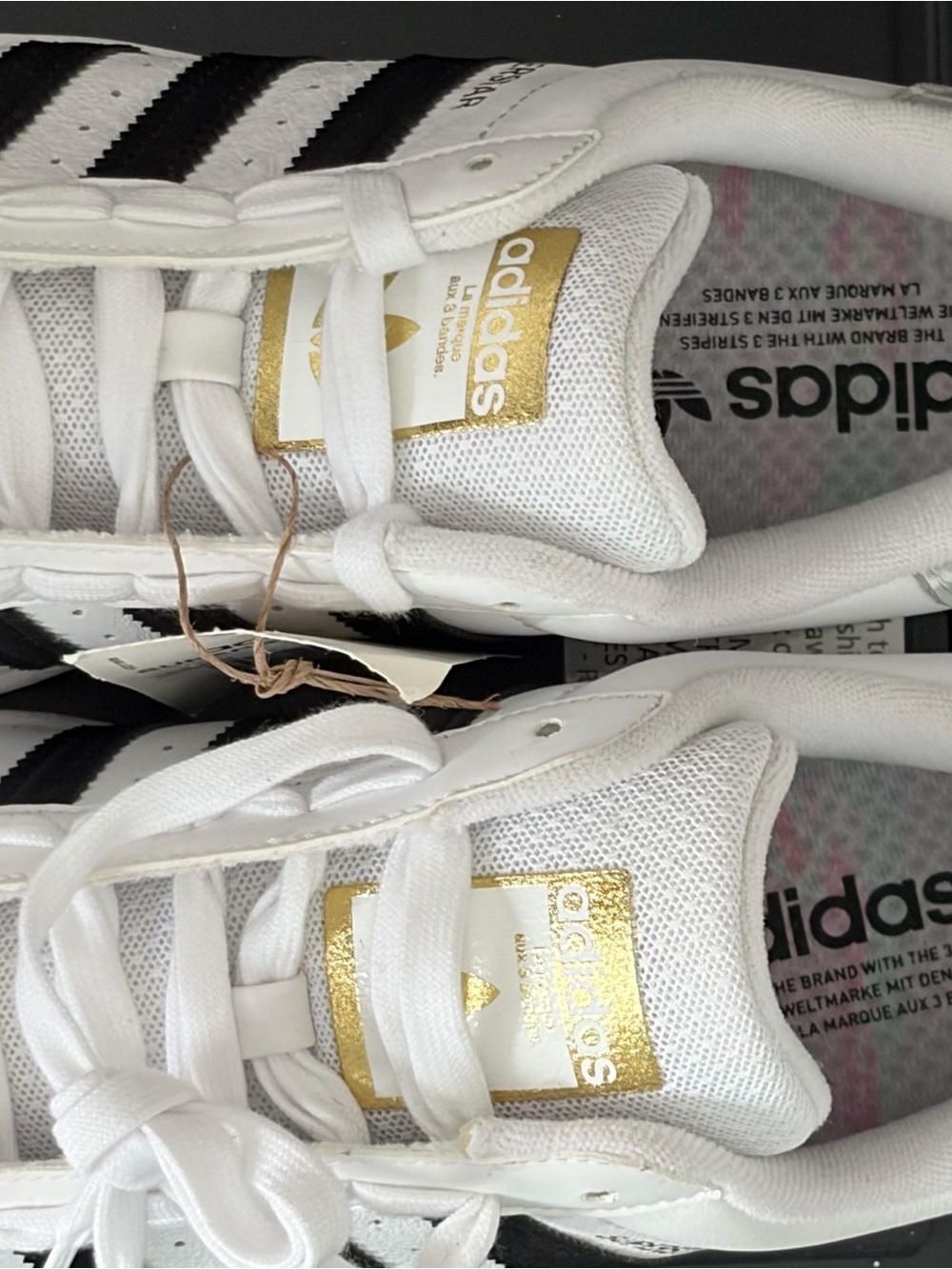 adidas White & Black Low-Top Sneakers with Gold Accents - Picture 3 of 6